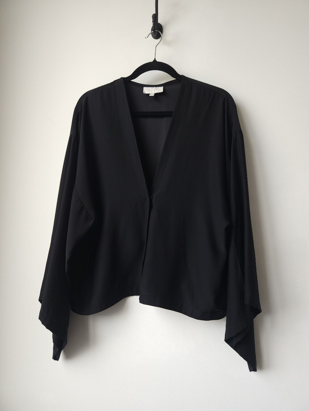 Alexis Black Silk Snap V-Neck Kimono Blouse
